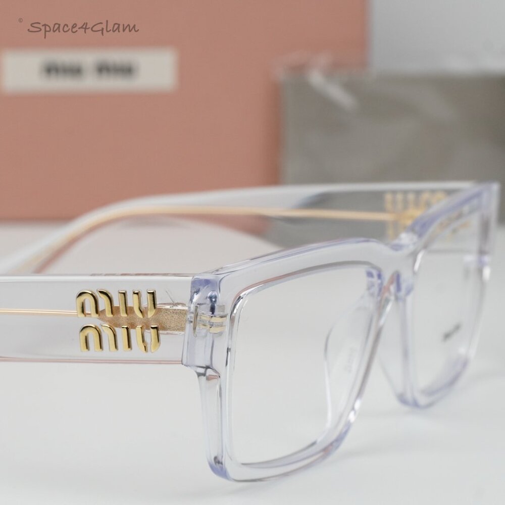 Miu Miu Women Eyeglasses Transparent Clear Rectangle MU02XV 2AZ1O1 NEW AUTHENTIC - Picture 4 of 11